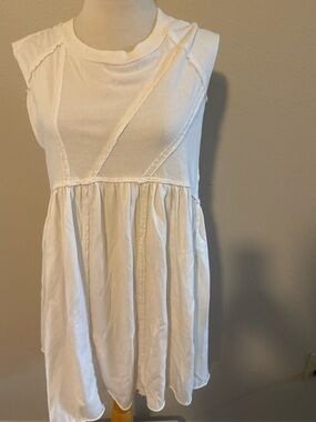 Urban Outfitters Dress Beachy SZ M White Summer Mini Lg Arm Openings Fo Tank Top